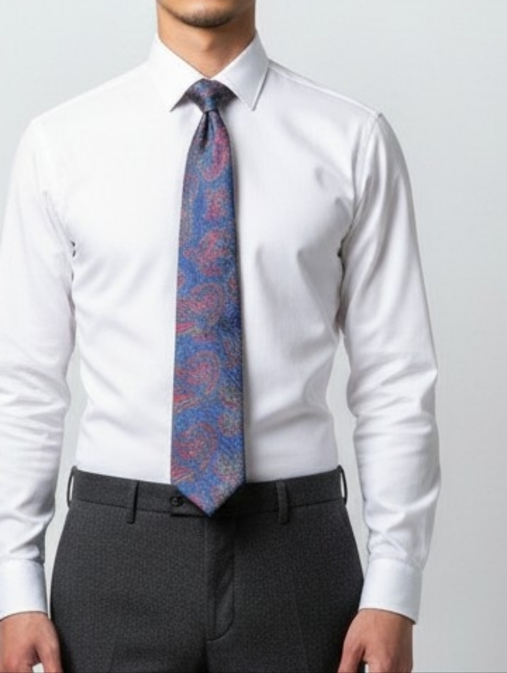 Lanvin Paris Silk Tie Blue Pink Paisley Made in Canada Luxury Designer